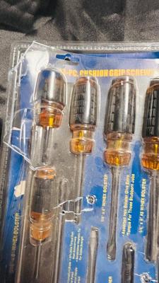 NEW SCREWDRIVER SET, HAMMER AND TAPE MEASURE