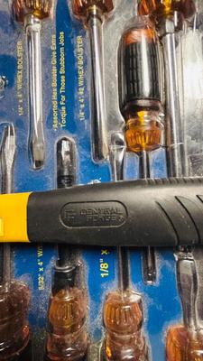 NEW SCREWDRIVER SET, HAMMER AND TAPE MEASURE