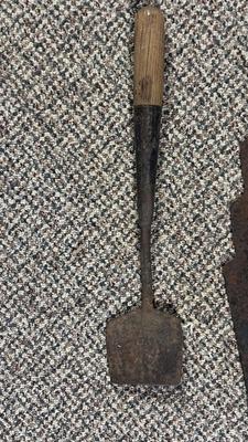 ANTIQUE HAY KNIFE AND SUGAR BEET/TURNIP KNIFE, ANTIQUE MEAT SPATULA