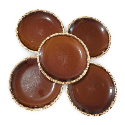 5 Brown Stoneware Dinner Plates