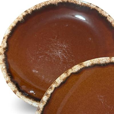 5 Brown Stoneware Dinner Plates