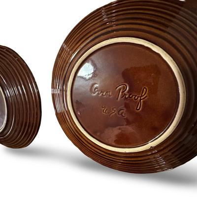 5 Brown Stoneware Dinner Plates