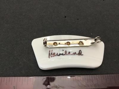 Haviland Porcelain Brooch Signed Vintage