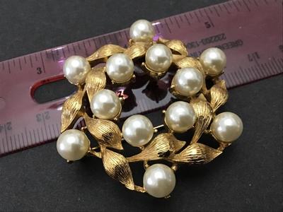 Napier Signed Faux Pearl Gold Tone Fashion