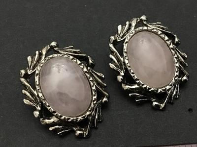 Pink Quartz Vintage clip on Earrings