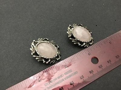 Pink Quartz Vintage clip on Earrings