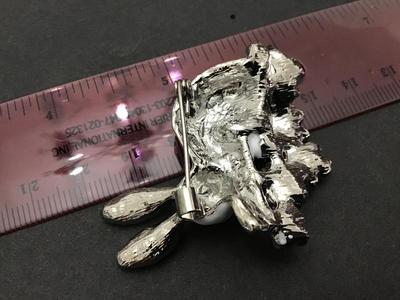 Enamel Rhinestone Bunny Brooch