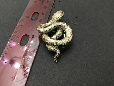 Unique Scarf / Brooch Silver Tone Snake