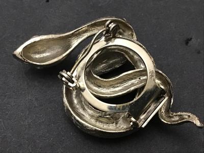 Unique Scarf / Brooch Silver Tone Snake