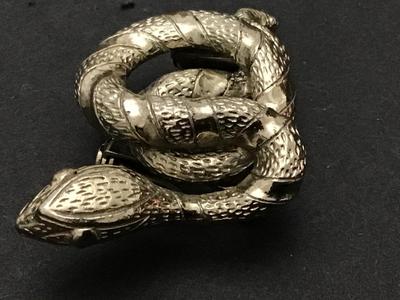 Unique Scarf / Brooch Silver Tone Snake