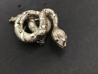 Unique Scarf / Brooch Silver Tone Snake
