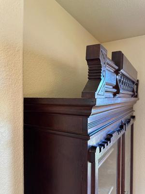 ANTIQUE EASTLAKE WALNUT CYLINDER ROLL TOP SECRETARY DESK AND BOOKCASE