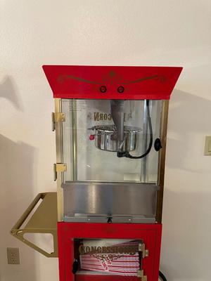 NOSTALGIA BRAND VINTAGE-STYLE POPCORN MACHINE WITH A CART, INCLUDES POPCORN BOXES