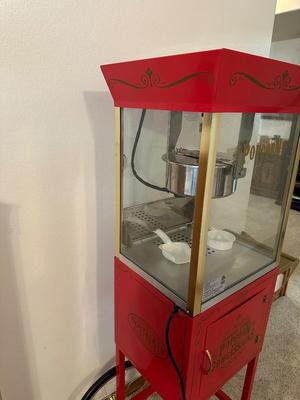NOSTALGIA BRAND VINTAGE-STYLE POPCORN MACHINE WITH A CART, INCLUDES POPCORN BOXES