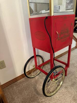 NOSTALGIA BRAND VINTAGE-STYLE POPCORN MACHINE WITH A CART, INCLUDES POPCORN BOXES