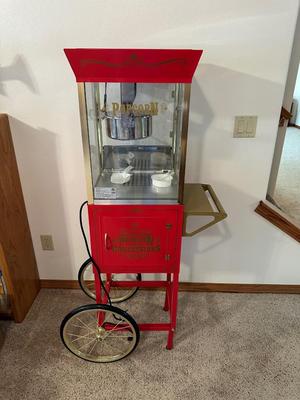 NOSTALGIA BRAND VINTAGE-STYLE POPCORN MACHINE WITH A CART, INCLUDES POPCORN BOXES