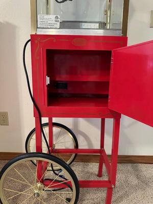 NOSTALGIA BRAND VINTAGE-STYLE POPCORN MACHINE WITH A CART, INCLUDES POPCORN BOXES