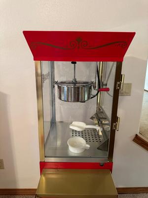 NOSTALGIA BRAND VINTAGE-STYLE POPCORN MACHINE WITH A CART, INCLUDES POPCORN BOXES