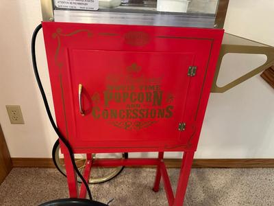 NOSTALGIA BRAND VINTAGE-STYLE POPCORN MACHINE WITH A CART, INCLUDES POPCORN BOXES