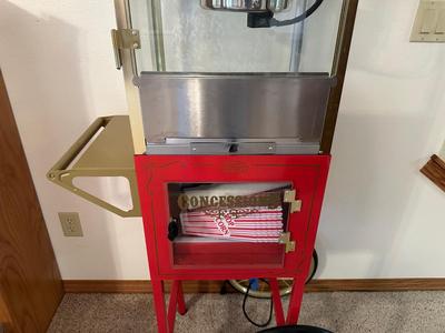 NOSTALGIA BRAND VINTAGE-STYLE POPCORN MACHINE WITH A CART, INCLUDES POPCORN BOXES