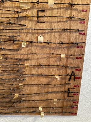 LARGE BARBED WIRE SAMPLE DISPLAY (See description)
