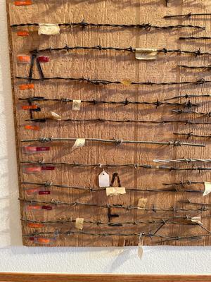 LARGE BARBED WIRE SAMPLE DISPLAY (See description)