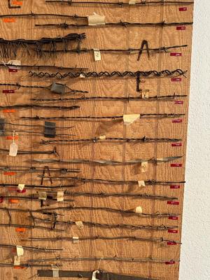 LARGE BARBED WIRE SAMPLE DISPLAY (See description)