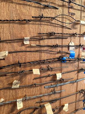 LARGE BARBED WIRE SAMPLE DISPLAY (See description)