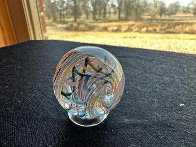 HANDMADE MARBLE WITH A VIBRANT SWIRLING RAINBOW DESIGN