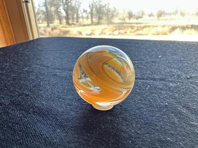 BEAUTIFUL HANDBLOWN MARBLE WITH MULTICOLORED SWIRLS