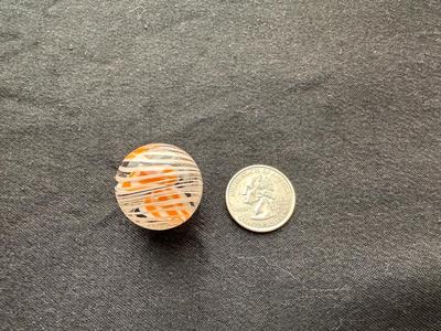 UNIQUE HANDMADE MARBLE WITH ORANGE/WHITE/BLACK SWIRLS