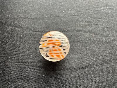 UNIQUE HANDMADE MARBLE WITH ORANGE/WHITE/BLACK SWIRLS