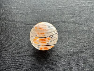 UNIQUE HANDMADE MARBLE WITH ORANGE/WHITE/BLACK SWIRLS