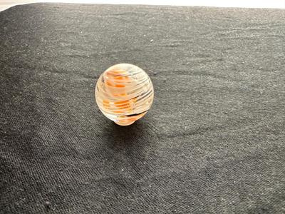 UNIQUE HANDMADE MARBLE WITH ORANGE/WHITE/BLACK SWIRLS