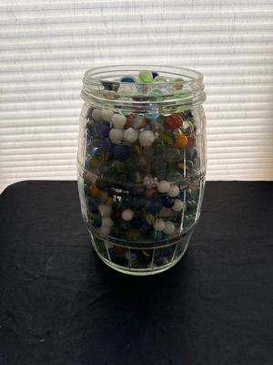 LARGE JAR OF MISC MARBLES