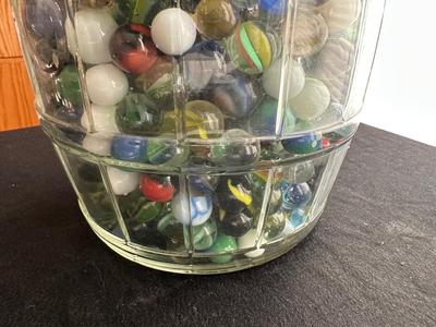 LARGE JAR OF MISC MARBLES