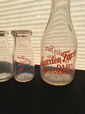 GLASS MILK BOTTLES, SOME FROM LOCAL DAIRIES