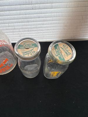 GLASS MILK BOTTLES, SOME FROM LOCAL DAIRIES