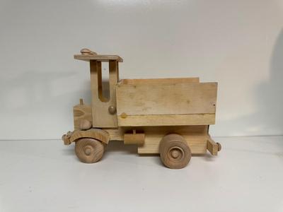 HANDCRAFTED WOODEN TOYS 1 LARGE, 1 MED SIZE WITH EMBEDDED PENNY FOR YEAR MADE
