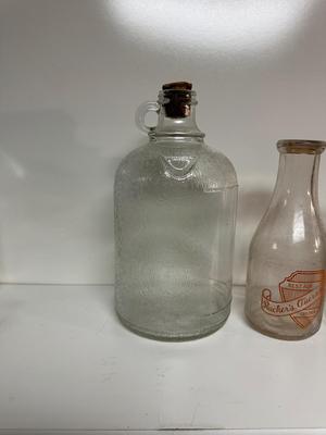 GLASS MILK BOTTLES AND JUG