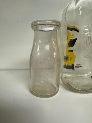 GLASS MILK BOTTLES AND JUG