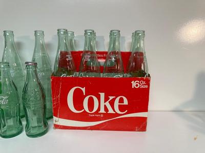 SAFEWAY GREEN GLASS BOTTLE AND COCA-COLA BOTTLES