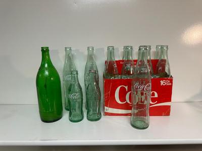 SAFEWAY GREEN GLASS BOTTLE AND COCA-COLA BOTTLES