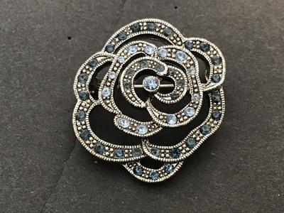 Blue Rhinestone Brooch