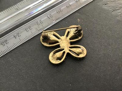 Glass And Rhinestone Butterfly Brooch