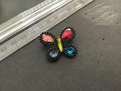 Glass And Rhinestone Butterfly Brooch