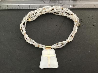 Glass Beaded Necklace with Glass Pendant