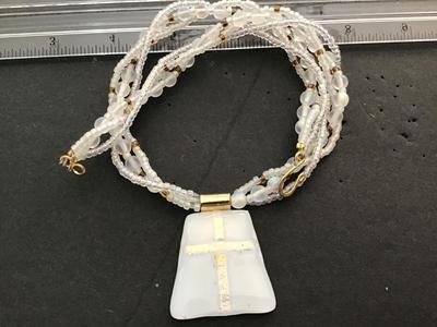 Glass Beaded Necklace with Glass Pendant