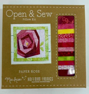 Sale Photo Thumbnail #70: Paper Rose design, By Hoffman Fabrics. Unopened kit. Can make a 16" x 16" pillow or quilt.