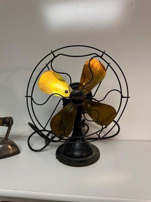 WAGNER METAL FAN AND A STERLING SERVICE CLOTHES IRON